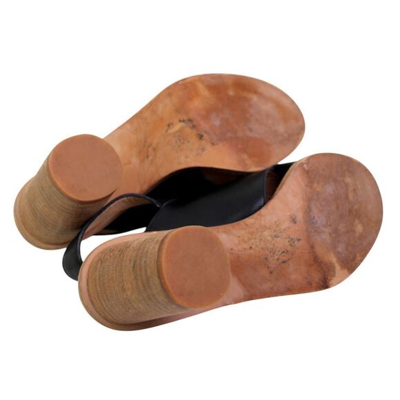 Madewell BLACK GENUINE LEATHER HIGH HEEL OPEN TOE BUCKLE SLINGBACK SANDALS Sz 7 - Picture 9 of 12